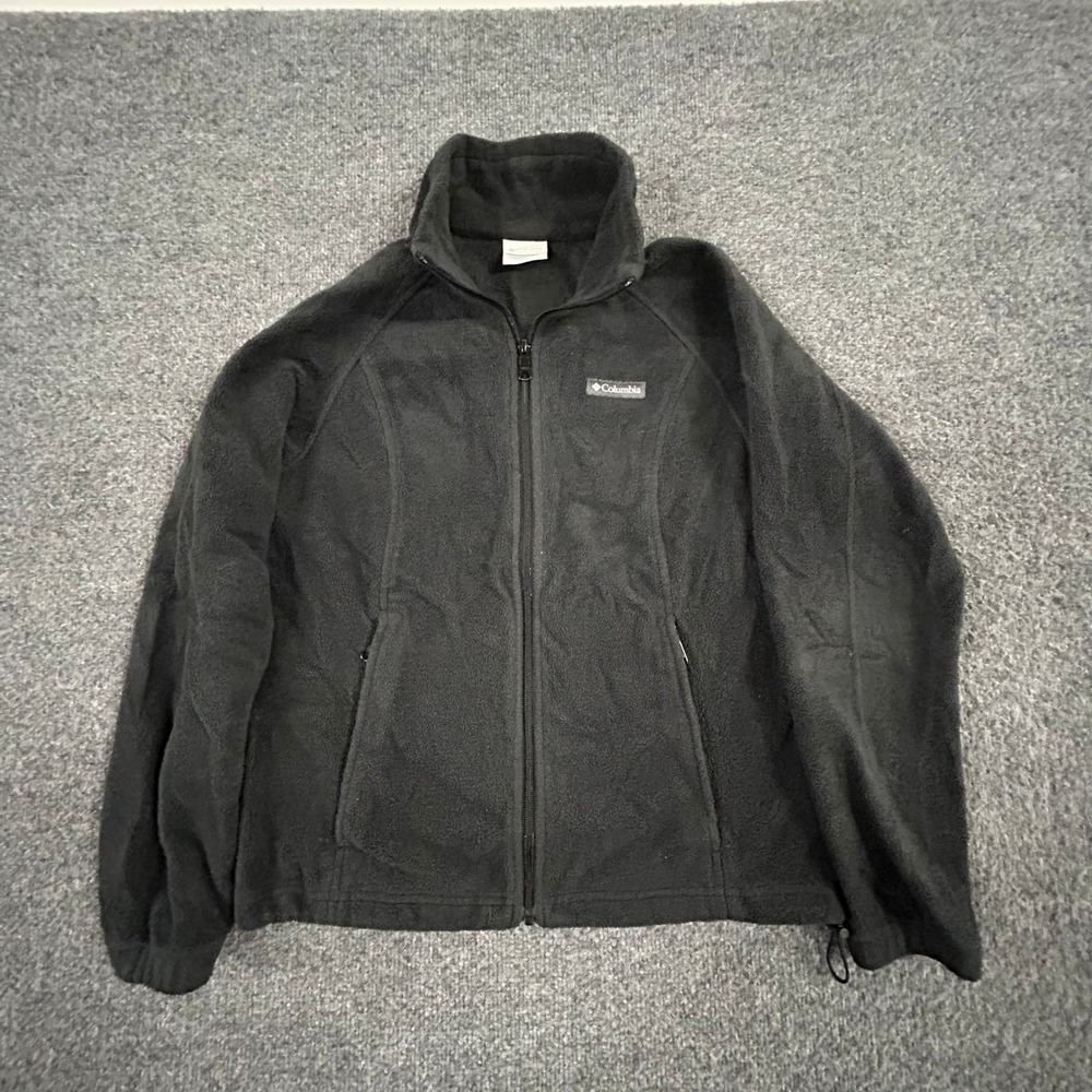 Columbia Fleece Jacket Womens Size PM Black Full Zip Mock Neck Outdoor Soft